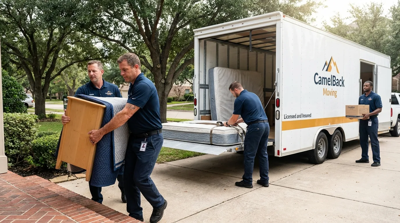 Crew loading residential truck for cross-state move from Paris, KY